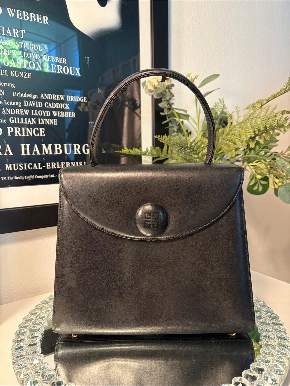 GIVENCHY 90’s Vintage Premium Box Calfskin Leather Top Handle Bag